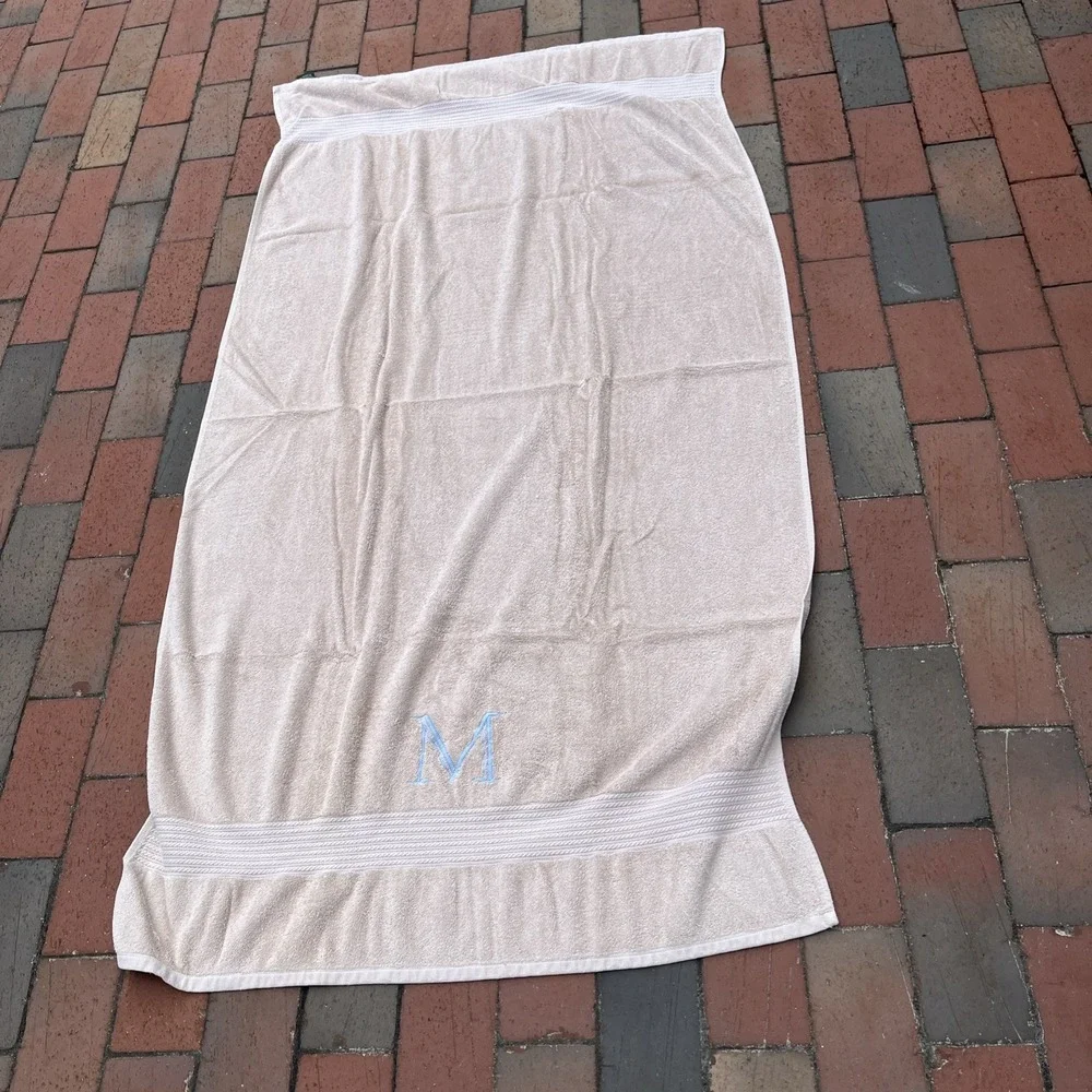 Ralph Lauren Beige Towels Set 5 Pc Bath, Hand Towel, Wash Cloth, Used M Monogram